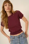Project Social T Stay Awhile Short Sleeve Sweatshirt In Merry Merlot In Burgundy