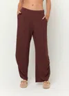 Project Social T Sueno Shirred Sweater Rib Pant In Cacao In Burgundy