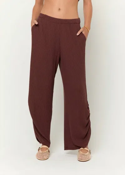 PROJECT SOCIAL T SUENO SHIRRED SWEATER RIB PANT IN CACAO