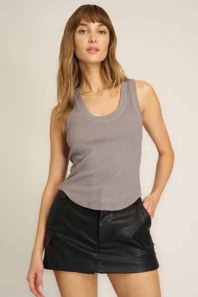 Project Social T Suki Scoop Neck Rib Tank In Gray