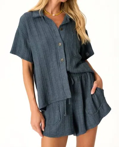 Project Social T Summer Dreamin' Button Front Sweater Rib Tee In Oceanic Teal
