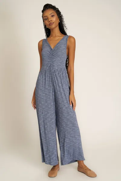 Project Social T Sweetest Thing Heathered Ruched Jumpsuit In Gray
