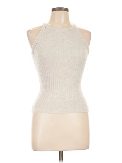 Pre-owned Project Social T Tank Top Silver Solid Pattern Halter Neckline Tops