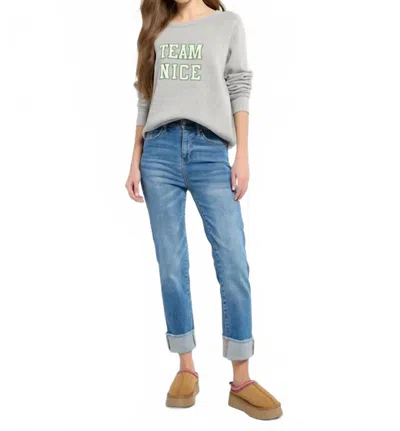 Project Social T Team Naughty/nice Reversible Sweatshirt In Heather Grey In Gray