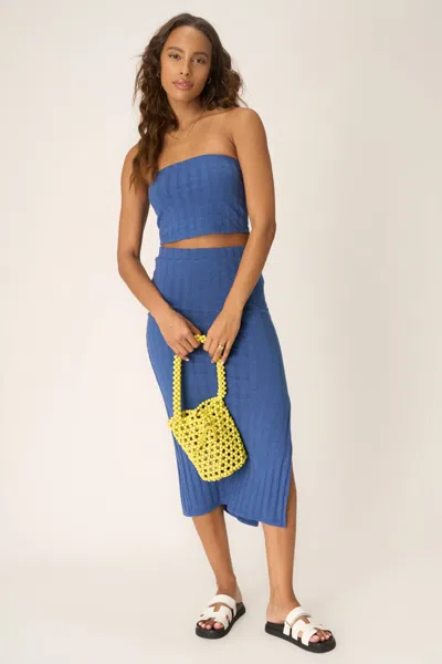 Project Social T Tetsu Textured Rib Tube Top In Blue