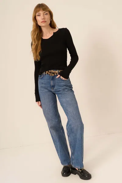 Project Social T The Comeback Notch Neck Long Sleeve In Black
