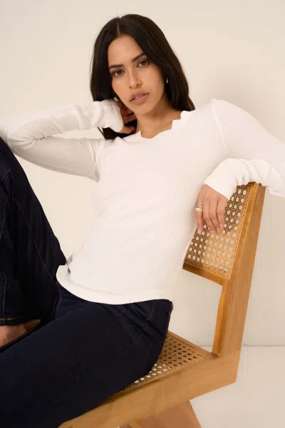 Project Social T The Comeback Notch Neck Long Sleeve In White