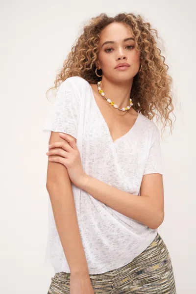 Project Social T Sophia Pocket V Neck Tee In White