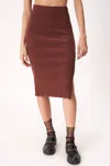 Project Social T Throw & Go Sweater Rib Midi Skirt In Spiced Copper In Brown