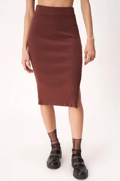 Project Social T Throw & Go Sweater Rib Midi Skirt In Spiced Copper In Brown