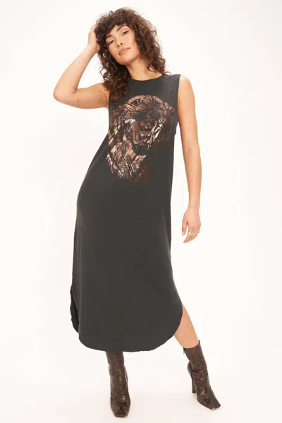 Project Social T Tiger Face Tank Dress In Black