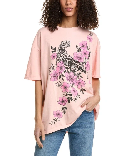 Project Social T Tiger Fleur Oversized T-shirt In Pink