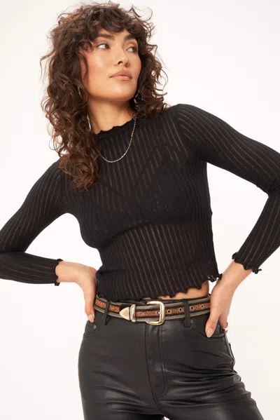 Project Social T Too Close Cozy Mock Neck Fitted Long Sleeve In Black