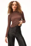 Project Social T Too Close Cozy Mock Neck Fitted Long Sleeve In Brown