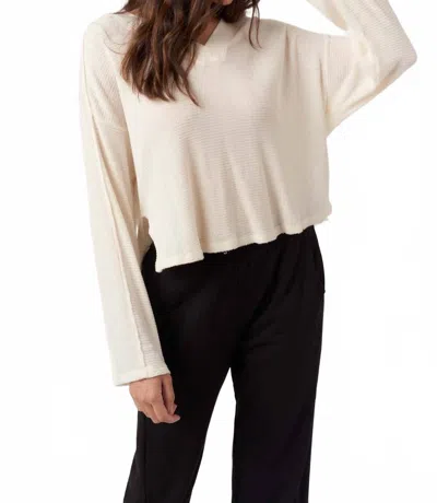 Project Social T Underground Thermal Burnout V-neck Long Sleeve Tee In White In Neutral