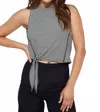 Project Social T Valentina Side Tie Stripped Tank In Black In Black