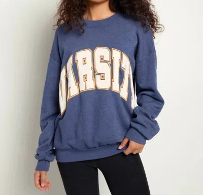 Project Social T Varsity Sweatshirt Top In Starry Night In Blue