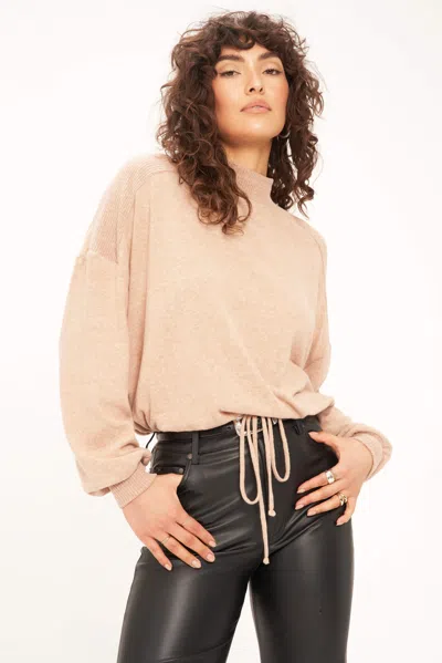 Project Social T Veda Cozy Mock Neck In Brown