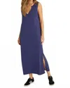 Project Social T Ventura Notch Neck Dress In Rich Indigo In Blue