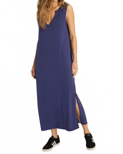 Project Social T Ventura Notch Neck Dress In Rich Indigo In Blue