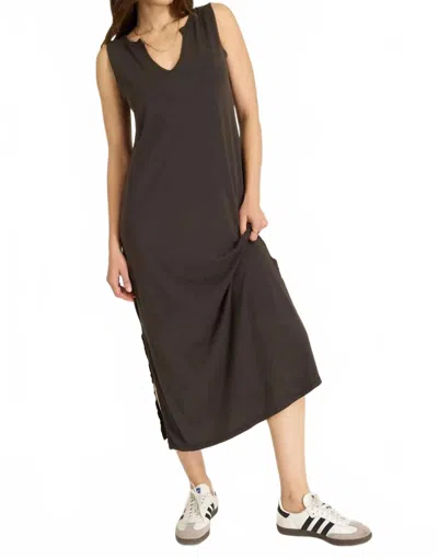 Project Social T Ventura Notch Neck Dress In Vintage Black