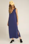 Project Social T Ventura Notch Neck Dress In Rich Indigo In Multi