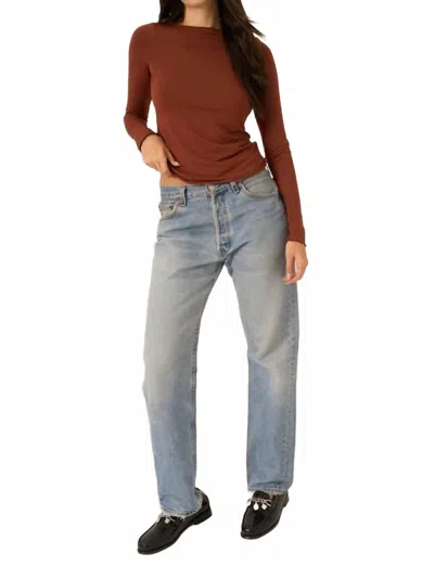 Project Social T Vera Boat Neck Long Sleeve In Gingerbread