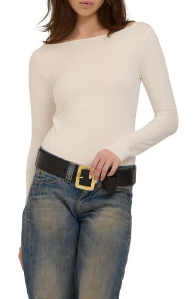 Project Social T Vera Boat Neck Long Sleeve Top In Vintage White