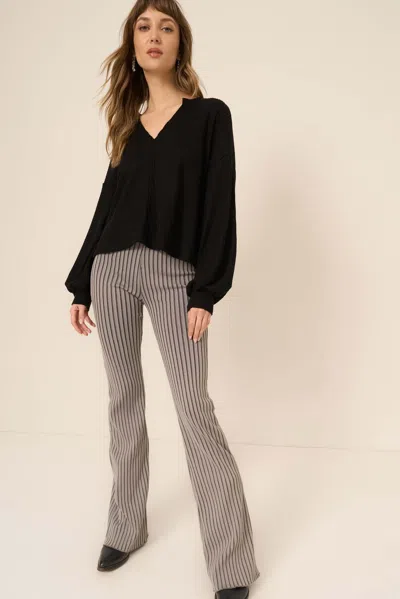 Project Social T Vinessa Notch Neck Brushed Thermal Top In Black