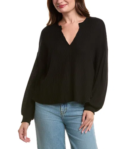 Project Social T Vinessa Notch Neck Brushed Thermal Top In Black