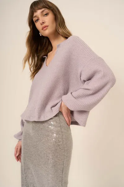 Project Social T Vinessa Notch Neck Brushed Thermal Top In Purple