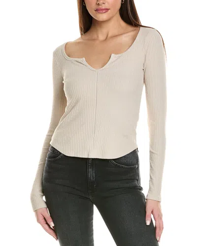 Project Social T Voyager Notch Rib Top In Beige