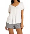 Project Social T Wearever V-neck Short Sleeve Top In White In White