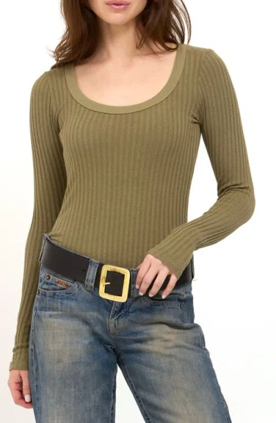 Project Social T What's The Scoop Rib Top In Olive