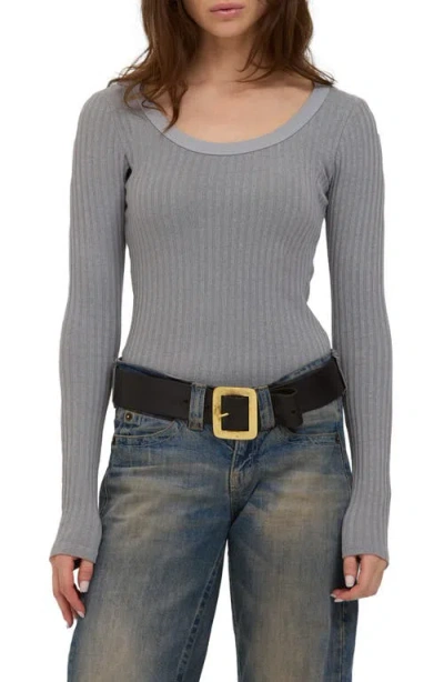 Project Social T What's The Scoop Rib Top In Smokey Blue