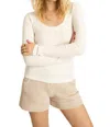 Project Social T What's The Scoop Rib Long Sleeve Top In Washed In White