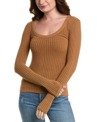 Project Social T What's The Scoop Washed Rib Top In Gold