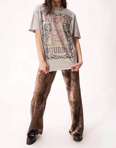 Project Social T Whiskey Bourbon Distressed Relaxed Tee Top In Grey In Brown