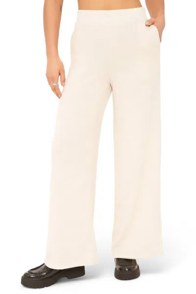 Project Social T Women's Rocky Cozy Wide Leg Pant In Oatmeal In White