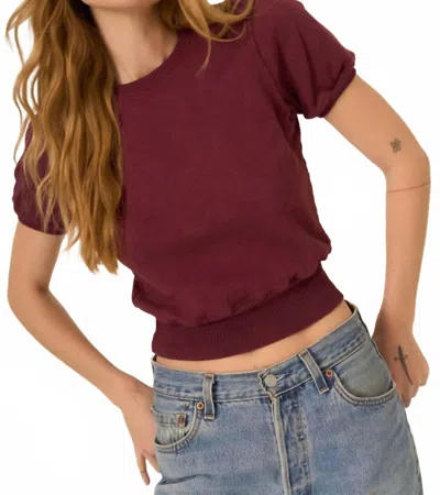 Project Social T Women's Stay Awhile Short Sleeve Sweatshirt In Merry Merlot In Burgundy