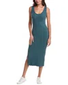 Project Social T Work It Out Scoop Neck Rib Dress In Oceanic Teal In Blue