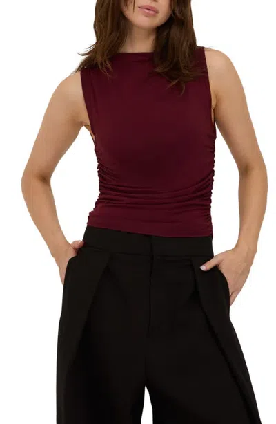 Project Social T Wyatt Ruched Side Tank In Burgundy