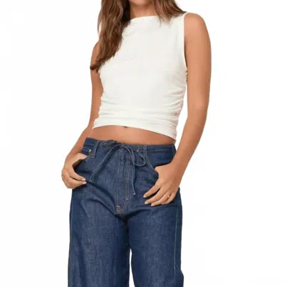 Project Social T Wyatt Ruched Side Tank Top In Ivory In Gray