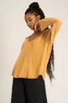 Project Social T Wylder Scoop Neck Burnout Long Sleeve In Golden Harvest In Yellow
