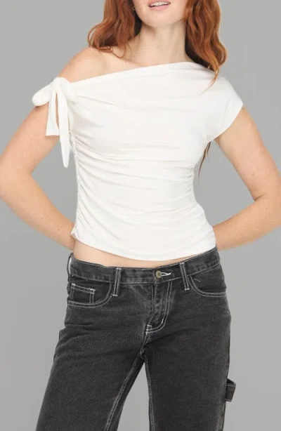 Project Social T Yasmin Tied One-shoulder Top In White