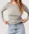 Project Social T Yoko Boatneck Long Sleeve Tee In Heather Grey In Gray