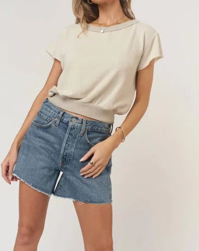 Project Social T Zaya Textured Crew Neck Tee In Champagne In White