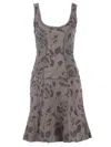 Projet Alabama Floral Stitch Detail Dress In Gray