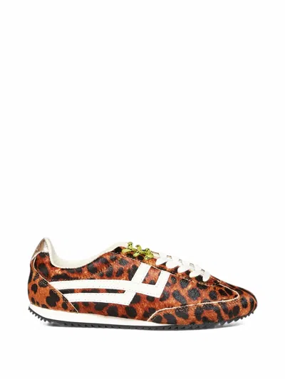 Pro-keds Racer 77 Leopard-print Leather Sneakers In Burgundy