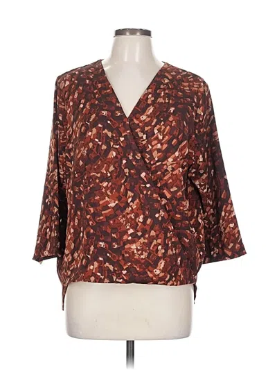 Pre-owned Prolōgue 3/4 Sleeve Blouse In Brown